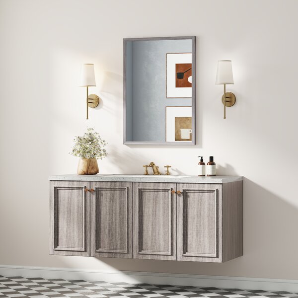 HOMCOM Specchio da parete 50x70 cm con cornice effetto legno, grigio | Aosom Italy
