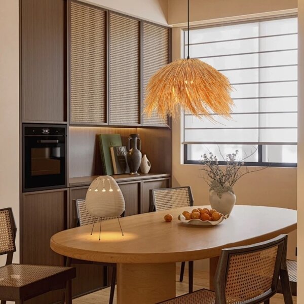 Immax 08272L - Lampadario a sospensione con filo NATURALEZA 1xE27/40W/230V diametro 55 cm rattan
