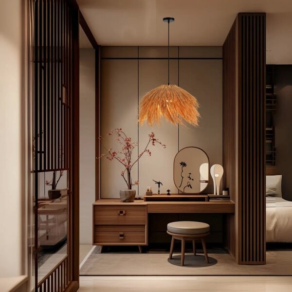 Immax 08272L - Lampadario a sospensione con filo NATURALEZA 1xE27/40W/230V diametro 55 cm rattan