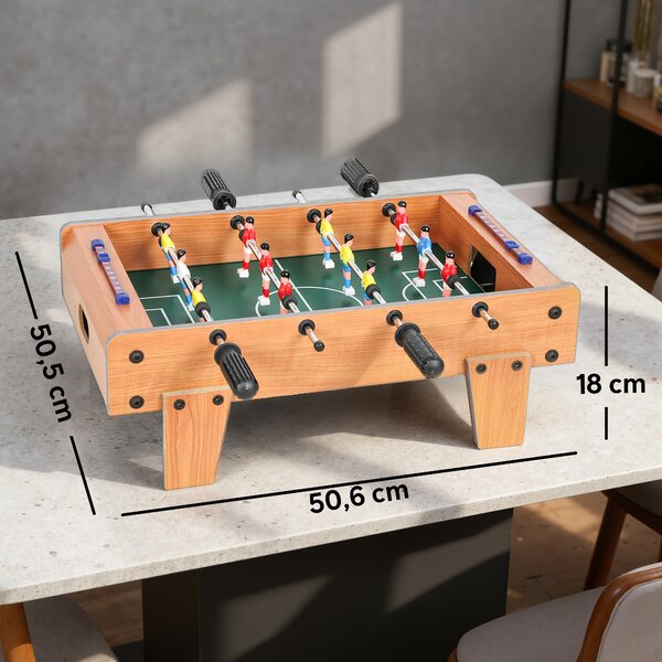 SPORTNOW Mini calciobalilla da tavolo con segnapunti e 2 palline, 50,6x50,5x18 cm, naturale | Aosom Italy