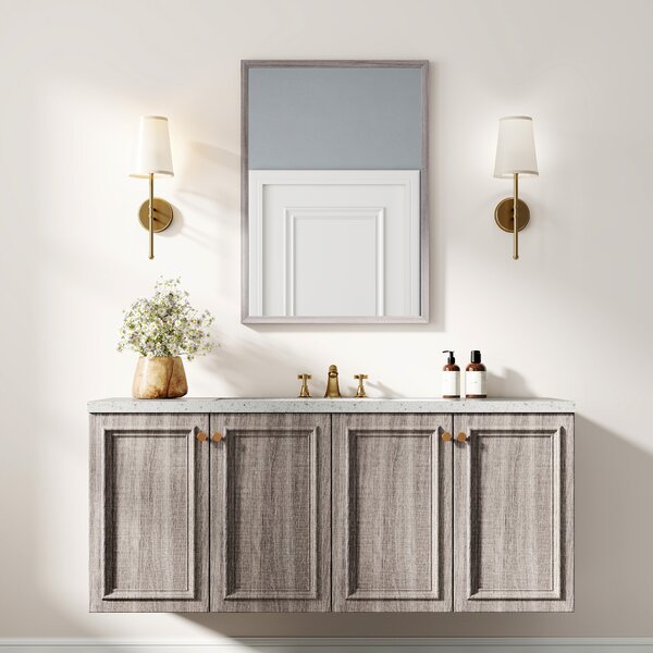 HOMCOM Specchio da parete 50x70 cm con cornice effetto legno, grigio | Aosom Italy