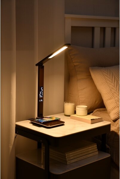 Immax 08975L- Lampada LED dimmergibile con ricarica wireless KINGFISHER LED/8,5W/230V marrone