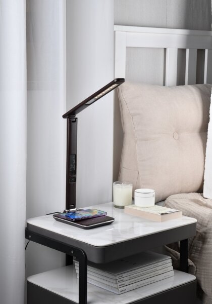 Immax 08975L- Lampada LED dimmergibile con ricarica wireless KINGFISHER LED/8,5W/230V marrone