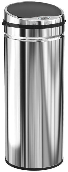 HOMCOM Cestino automatico 50 L con sensore di movimento, nero e argento | Aosom Italy