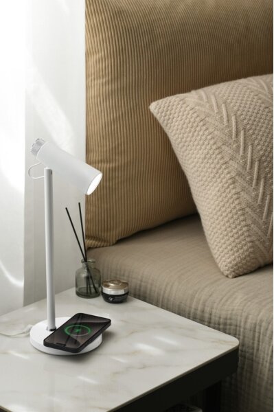 Immax 08990L - Lampada da tavolo LED dimmerabile con Qi di ricarica TIT LED/12W/230V bianco