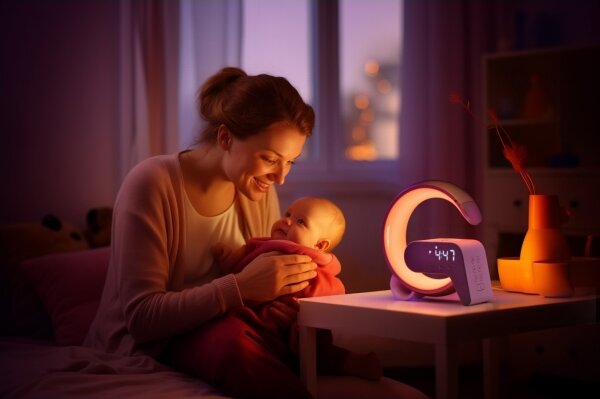 Immax 08987L-LEDRGB Lampada dimmerabile con sveglia e Qi di ricarica 30W/230V argento