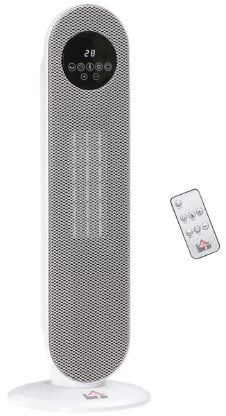 HOMCOM Riscaldatore elettrico ceramico PTC 2000 W con telecomando, timer e oscillazione, bianco | Aosom Italy