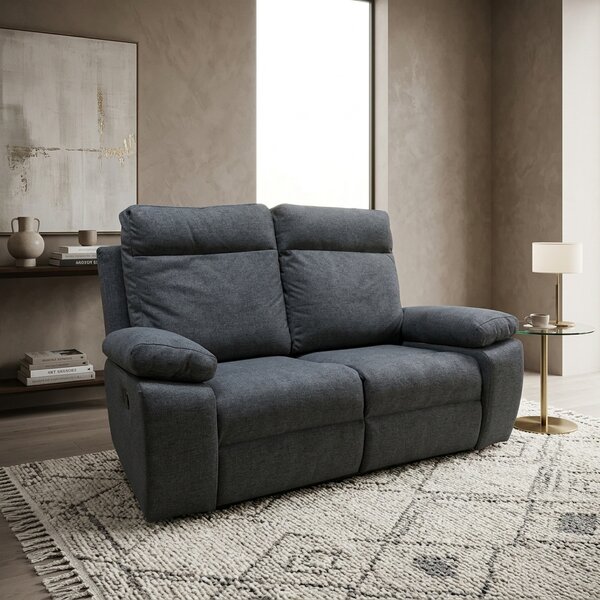 DecHome Divano Relax 2 Posti Moderno Schienale Reclinabile Poggiapiedi estraibile Meccanismo Manuale in Tessuto Dimensioni 173x93x105 cm colore Gri