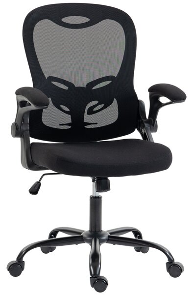 HOMCOM Sedia da ufficio ergonomica in rete con braccioli ribaltabili e altezza regolabile, nera | Aosom Italy