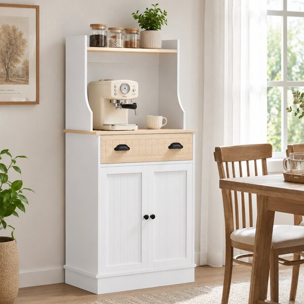 HOMCOM Mobile per microonde con vano aperto, cassetto e armadietto a 2 ante, 61x35x125,4 cm, rovere | Aosom Italy