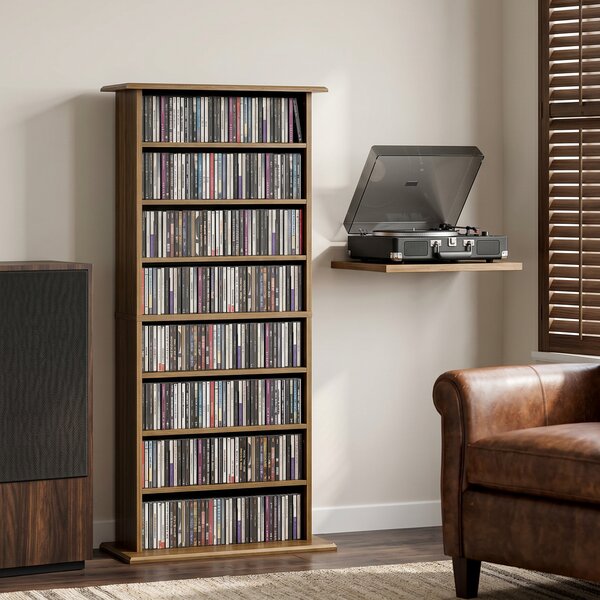 HOMCOM Scaffale per CD, DVD e Blu-ray con 8 scomparti e 6 ripiani regolabili, noce | Aosom Italy