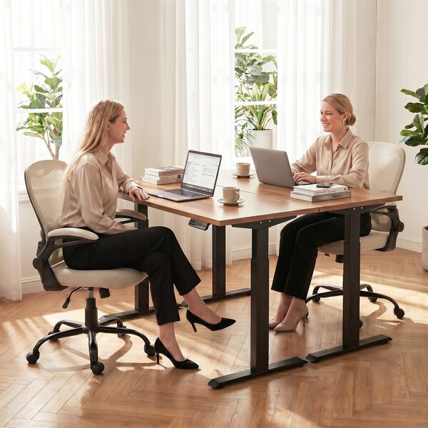 HOMCOM Sedia da ufficio ergonomica in rete con braccioli ribaltabili e altezza regolabile, beige | Aosom Italy
