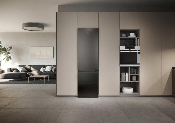 Haier Frigorifero Combinato 3 Porte Capacit 414 Litri Classe energetica A Raffreddamento Total No Frost colore Dark Inox - HTR3620ANMP 3D 60 Serie
