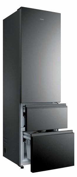 Haier Frigorifero Combinato 3 Porte Capacit 414 Litri Classe energetica A Raffreddamento Total No Frost colore Dark Inox - HTR3620ANMP 3D 60 Serie