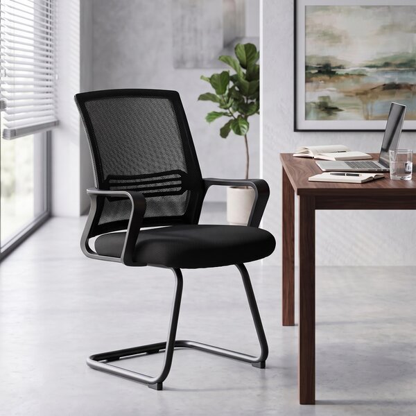 HOMCOM Set 2 sedie ergonomiche imbottite senza ruote con struttura a slitta, nero | Aosom Italy