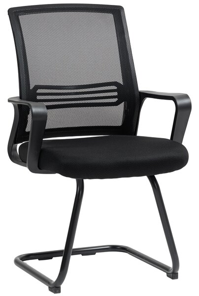 HOMCOM Set 2 sedie ergonomiche imbottite senza ruote con struttura a slitta, nero | Aosom Italy
