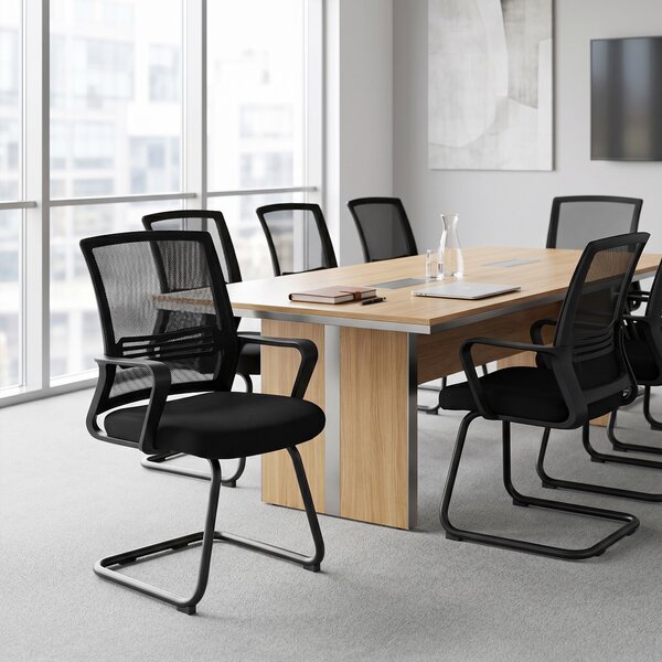 HOMCOM Set 2 sedie ergonomiche imbottite senza ruote con struttura a slitta, nero | Aosom Italy
