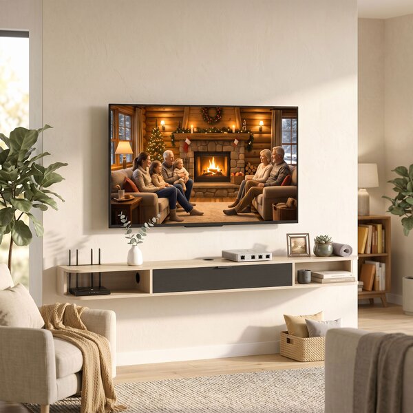 HOMCOM Mobile TV sospeso fino a 190,5 cm con cassetto e 2 ripiani, 180x24x16 cm, legno | Aosom Italy