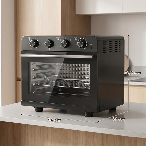HOMCOM Forno friggitrice ad aria ventilato con girarrosto, timer e temperatura regolabile, 1800 W | Aosom Italy