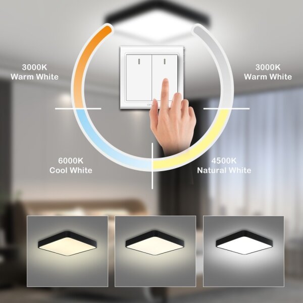 Brilagi - Plafoniera LED POOL SQUARE LED/36W/230V 40x40 cm nera