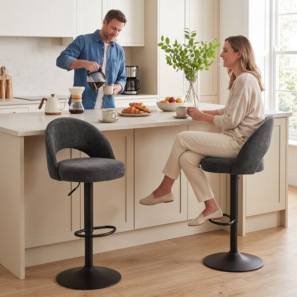 HOMCOM Set 2 sgabelli da bar girevoli 360° e regolabili, seduta in ciniglia, grigio | Aosom Italy