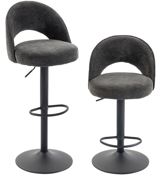 HOMCOM Set 2 sgabelli da bar girevoli 360° e regolabili, seduta in ciniglia, grigio | Aosom Italy
