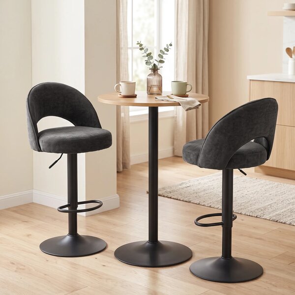 HOMCOM Set 2 sgabelli da bar girevoli 360° e regolabili, seduta in ciniglia, grigio | Aosom Italy