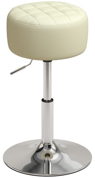 HOMCOM Sgabello Bar in Pelle PU con Altezza Regolabile, Seduta Morbida Spessa, Girevole a 360°, per Penisola, Bianco | Aosom Italy