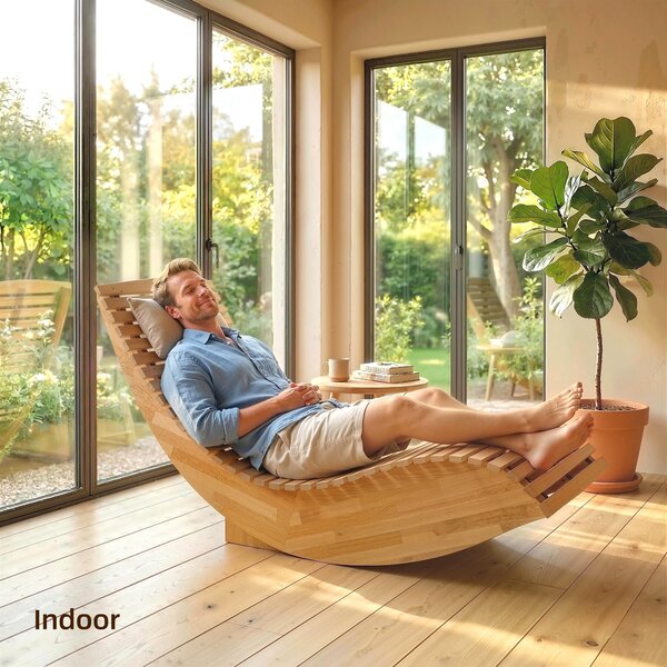 Outsunny Lettino Prendisole in Legno di Acacia Pieghevole Ergonomico, Lettino da Giardino con Design a Doghe a S, 60x156x77 cm | Aosom Italy