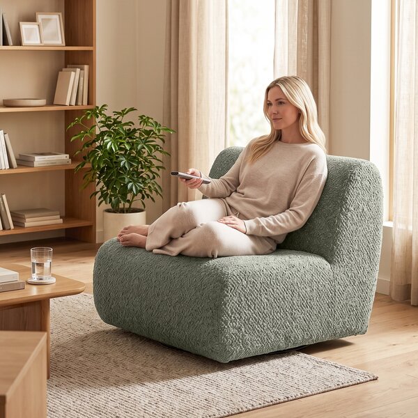 HOMCOM Poltrona lounge girevole in ciniglia con seduta ampia, grigio | Aosom Italy