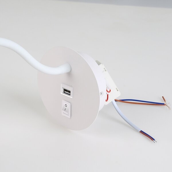 Brilagi - LED Lampada flessibile da muro con porta USB MAYA LED/3W/230V bianco