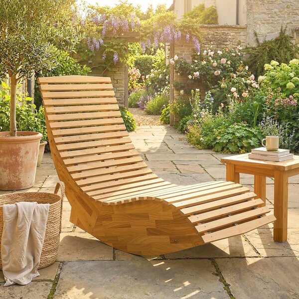 Outsunny Lettino Prendisole in Legno di Acacia Pieghevole Ergonomico, Lettino da Giardino con Design a Doghe a S, 60x156x77 cm | Aosom Italy