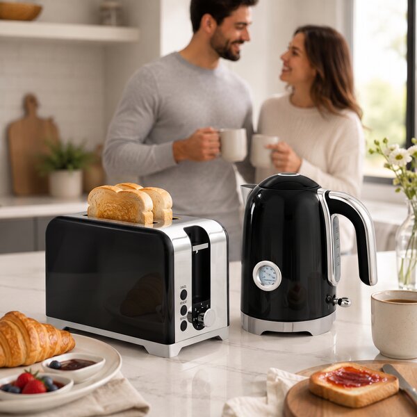 HOMCOM Set bollitore 1,7 L da 2200 W e tostapane 2 fette con 7 livelli di doratura | Aosom Italy