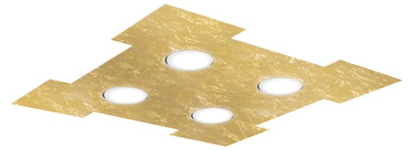 Plafoniera Contemporanea Atene Metallo Foglia Oro 4 Luci Gx53