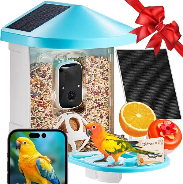Mangiatoia intelligente per uccelli con telecamera AI Identifica oltre 10.000 specie di uccelli Alimentata a energia solare