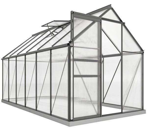Outsunny Serra da Giardino in Policarbonato con Telaio in Lega di Alluminio 7.1㎡, con Grondaie, Finestre Apribili Regolabili, Porta Scorrevole | Aosom Italy
