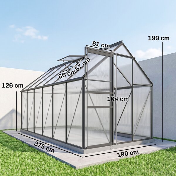 Outsunny Serra da Giardino in Policarbonato con Telaio in Lega di Alluminio 7.1㎡, con Grondaie, Finestre Apribili Regolabili, Porta Scorrevole | Aosom Italy
