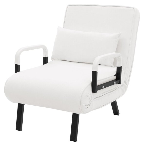 Poltrona reclinabile con funzione letto, poltrona 3 in 1 con funzione letto, poltrona pieghevole trasformabile in letto, poltrona pieghevole, divano letto pieghevole, tessuto chenille, colore bianco