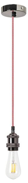 Lampada a sospensione in metallo Fixy cromo scuro Ø10cm H:80cm