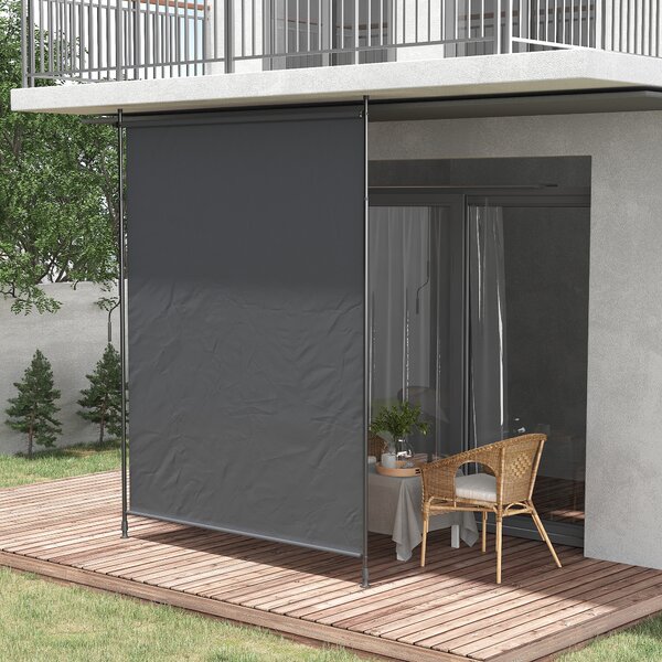 Outsunny Tendalino verticale con manovella senza foratura frangivento per balcone struttura in alluminio protezione UV 200 x 305 cm grigio