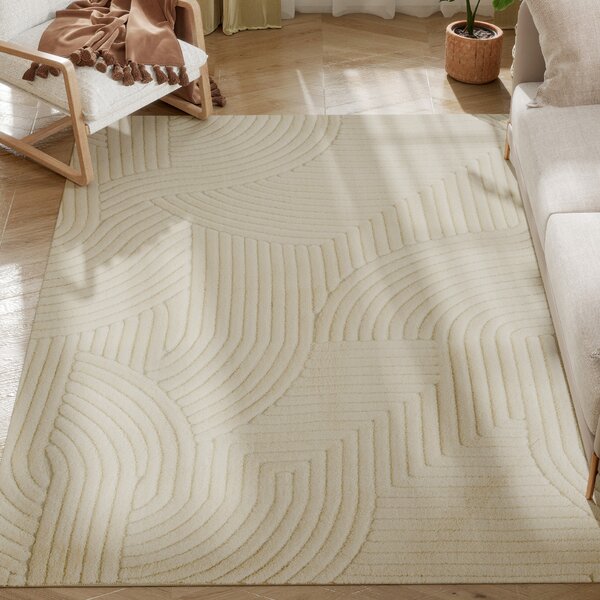HOMCOM Tappeto Tessuto a Macchina, Versatile e Antiscivolo, 200x140x1,7 cm, Crema | Aosom Italy