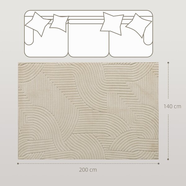 HOMCOM Tappeto Tessuto a Macchina, Versatile e Antiscivolo, 200x140x1,7 cm, Crema | Aosom Italy
