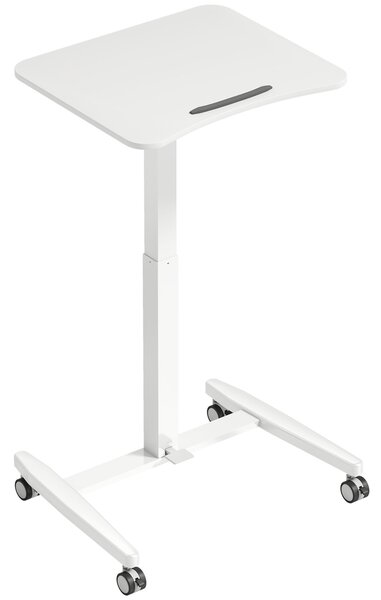 HOMCOM Scrivania Regolabile in Altezza, Piano Inclinabile, Ruote e Telaio in Acciaio, 60,5 x 52 x 75-114 cm, Bianco | Aosom Italy