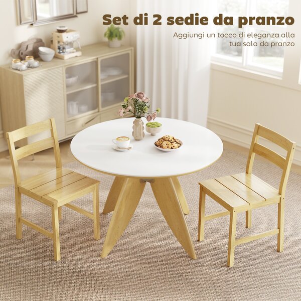 HOMCOM Set 2 Sedie Sala da Pranzo e Cucina in Bambù, Schienale Curvo, Naturale | Aosom Italy