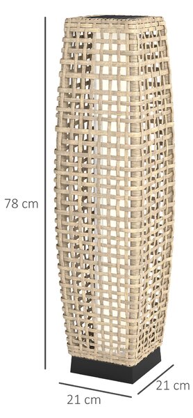 Outsunny Lampada Solare da Giardino in Rattan Sintetico con LED Accensione/Spegnimento Automatico 21x21x78 cm Natural | Aosom Italy