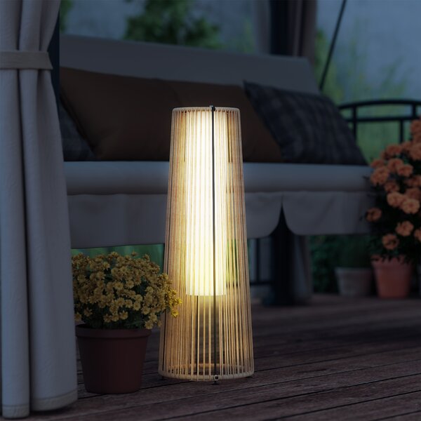 Outsunny Lampione Solare Esterno in Rattan Sintetico con Luci LED Accensione e Spegnimento Automatico Impermeabile Ø21,5x61 cm Naturale | Aosom Italy