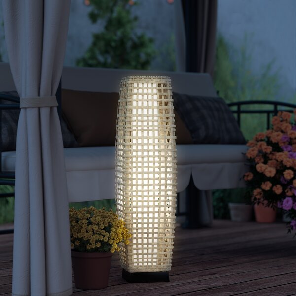 Outsunny Lampada Solare da Giardino in Rattan Sintetico con LED Accensione/Spegnimento Automatico 21x21x78 cm Natural | Aosom Italy