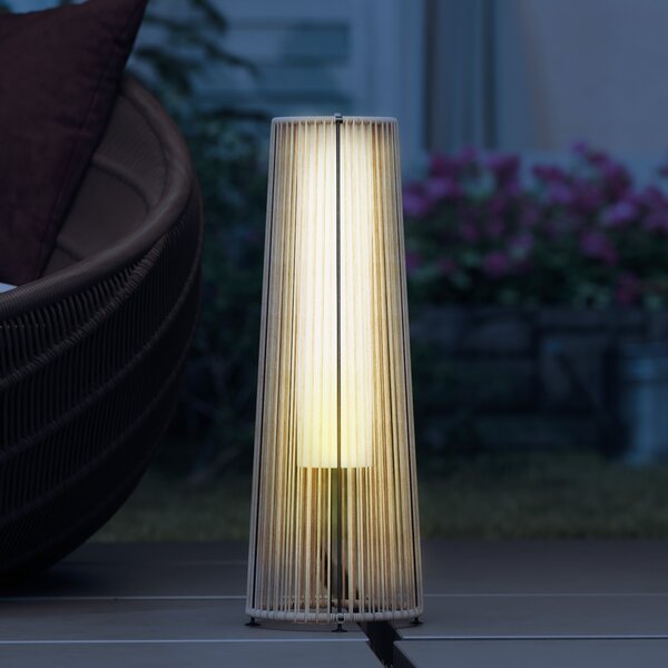 Outsunny Lampione Solare Esterno in Rattan Sintetico con Luci LED Accensione e Spegnimento Automatico Impermeabile Ø21,5x61 cm Naturale | Aosom Italy