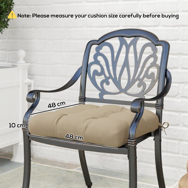 Outsunny Set di Cuscini per Sedie da Pranzo e Giardino Impermeabili e Anti-UV con 2 Laccetti di Fissaggio 48x48x10 cm Cachi | Aosom Italy