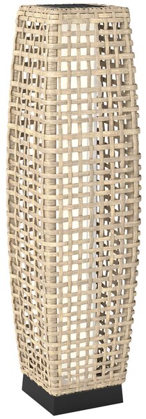 Outsunny Lampada Solare da Giardino in Rattan Sintetico con LED Accensione/Spegnimento Automatico 21x21x78 cm Natural | Aosom Italy